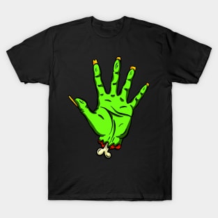 Zombie Undead Cut off Hand Hello Cartoon T-Shirt